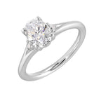 14Kt White Semi Mount 1/10Ctw For 1Ct Oval Center