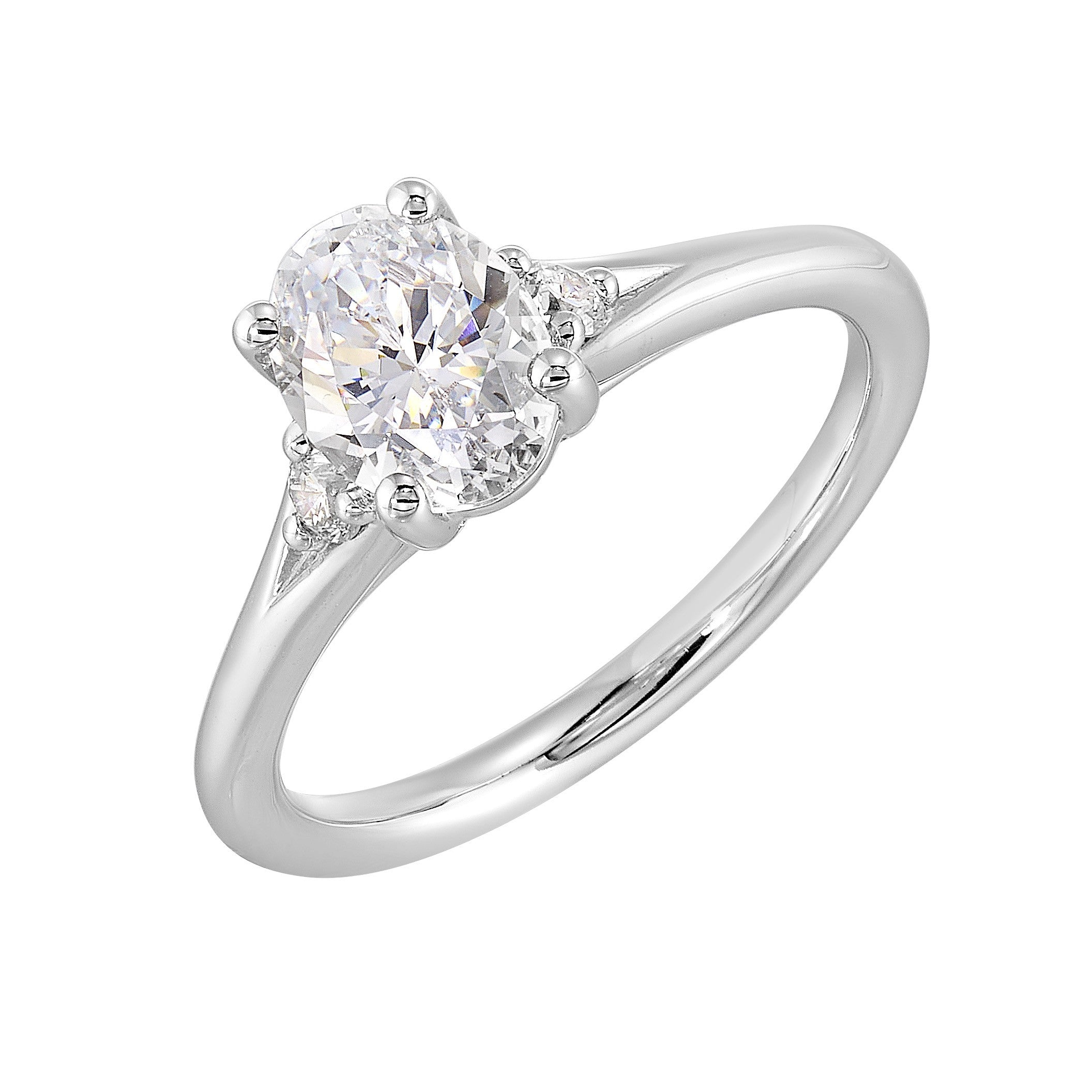 14Kt White Semi Mount 1/10Ctw For 1Ct Oval Center