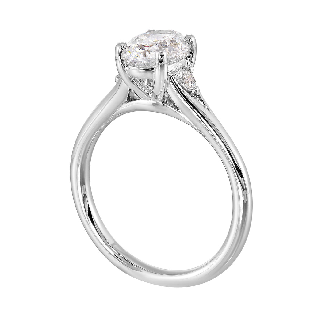 14Kt White Semi Mount 1/10Ctw For 1Ct Oval Center