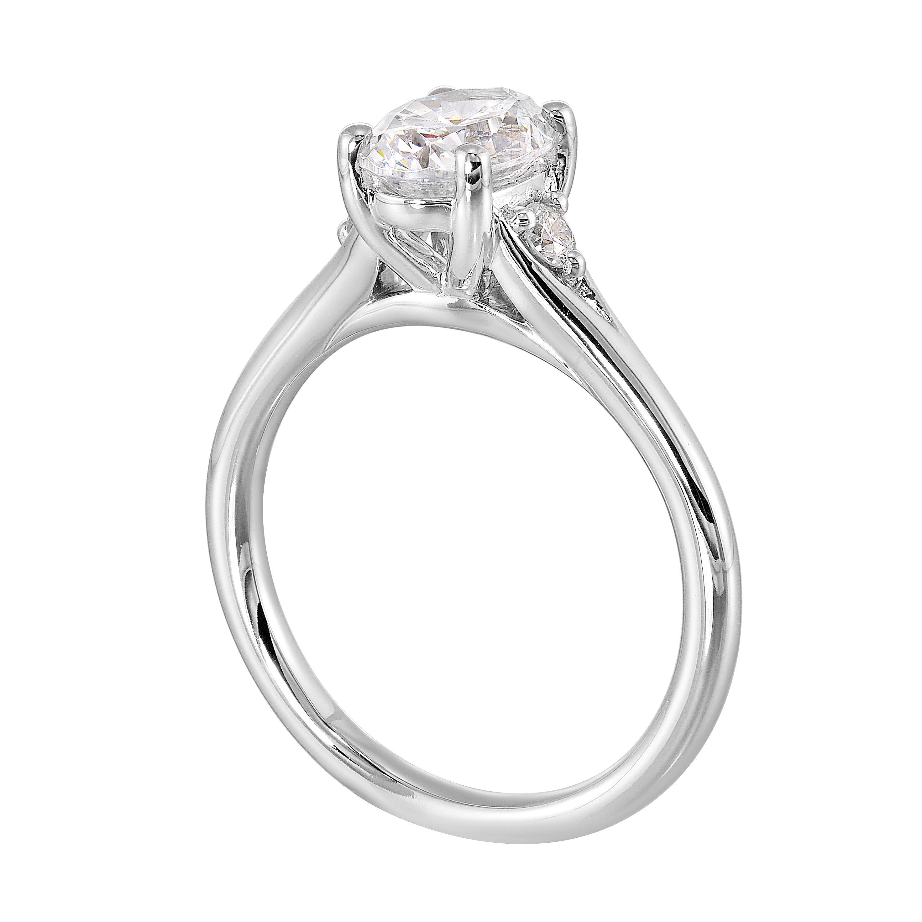 14Kt White Semi Mount 1/10Ctw For 1Ct Oval Center