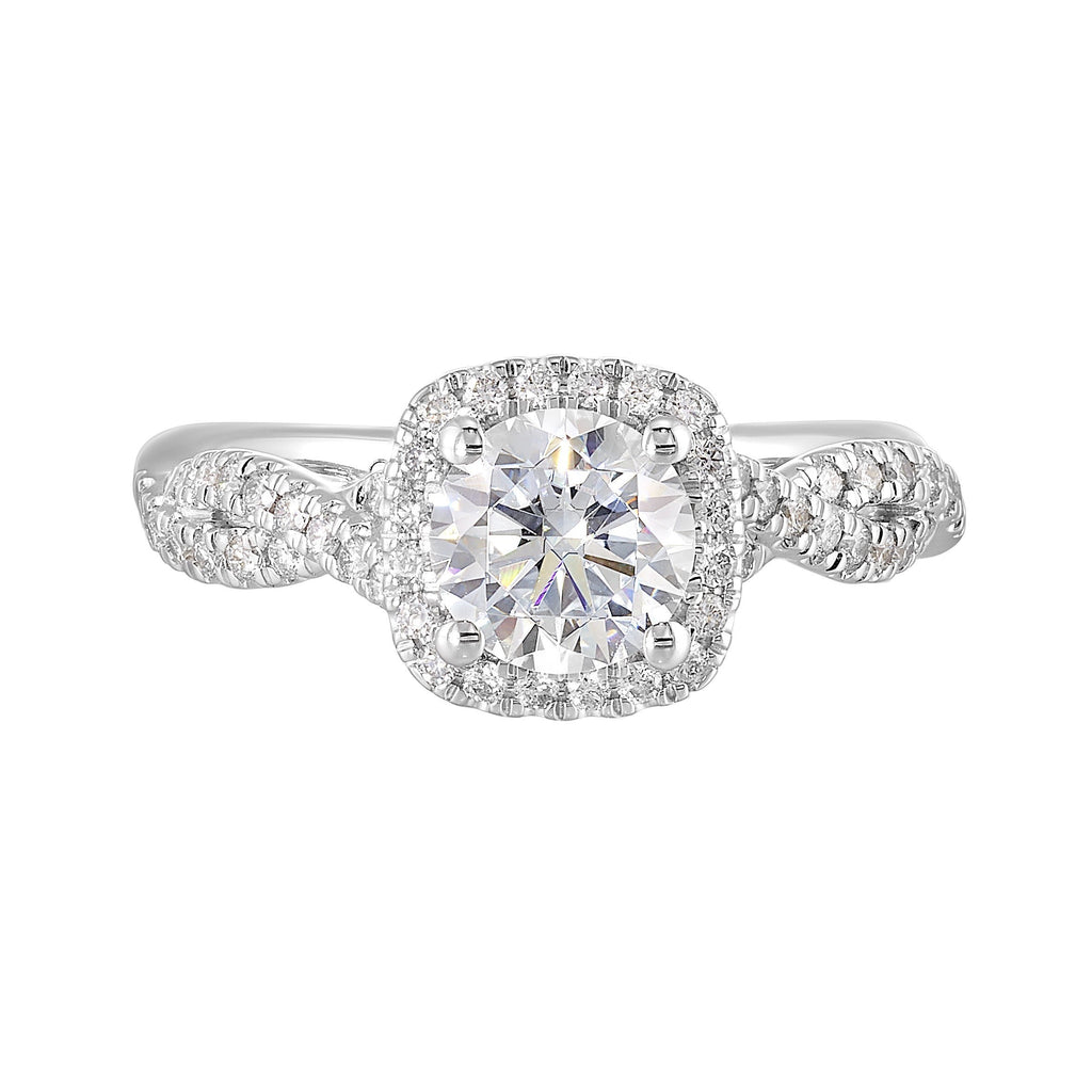 14Kt White Semi Mount 1/3Ctw For 1Ct Round Center