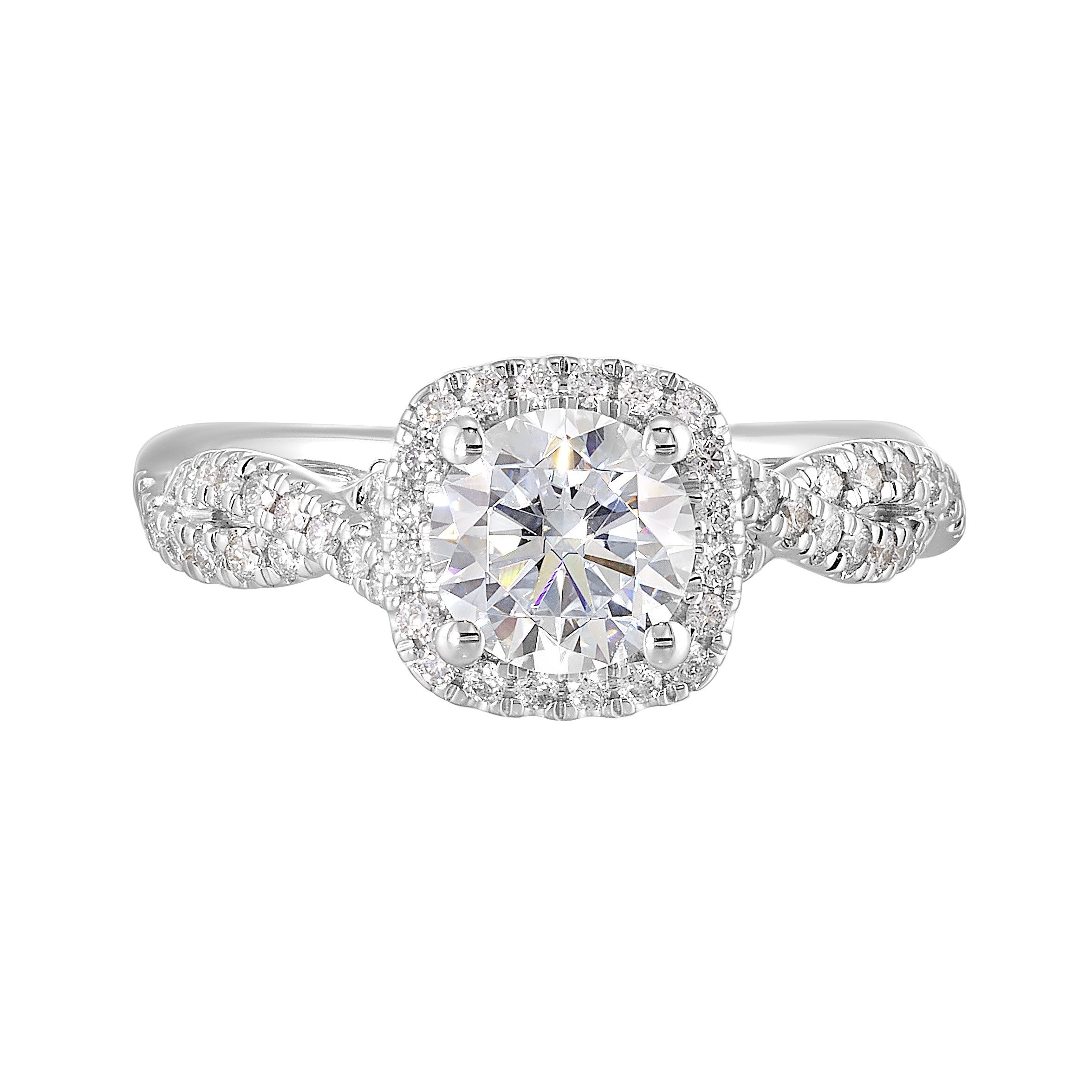 14Kt White Semi Mount 1/3Ctw For 1Ct Round Center