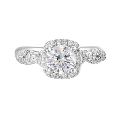 14Kt White Semi Mount 1/3Ctw For 1Ct Round Center