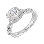14Kt White Semi Mount 1/3Ctw For 1Ct Round Center
