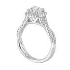 14Kt White Semi Mount 1/3Ctw For 1Ct Round Center