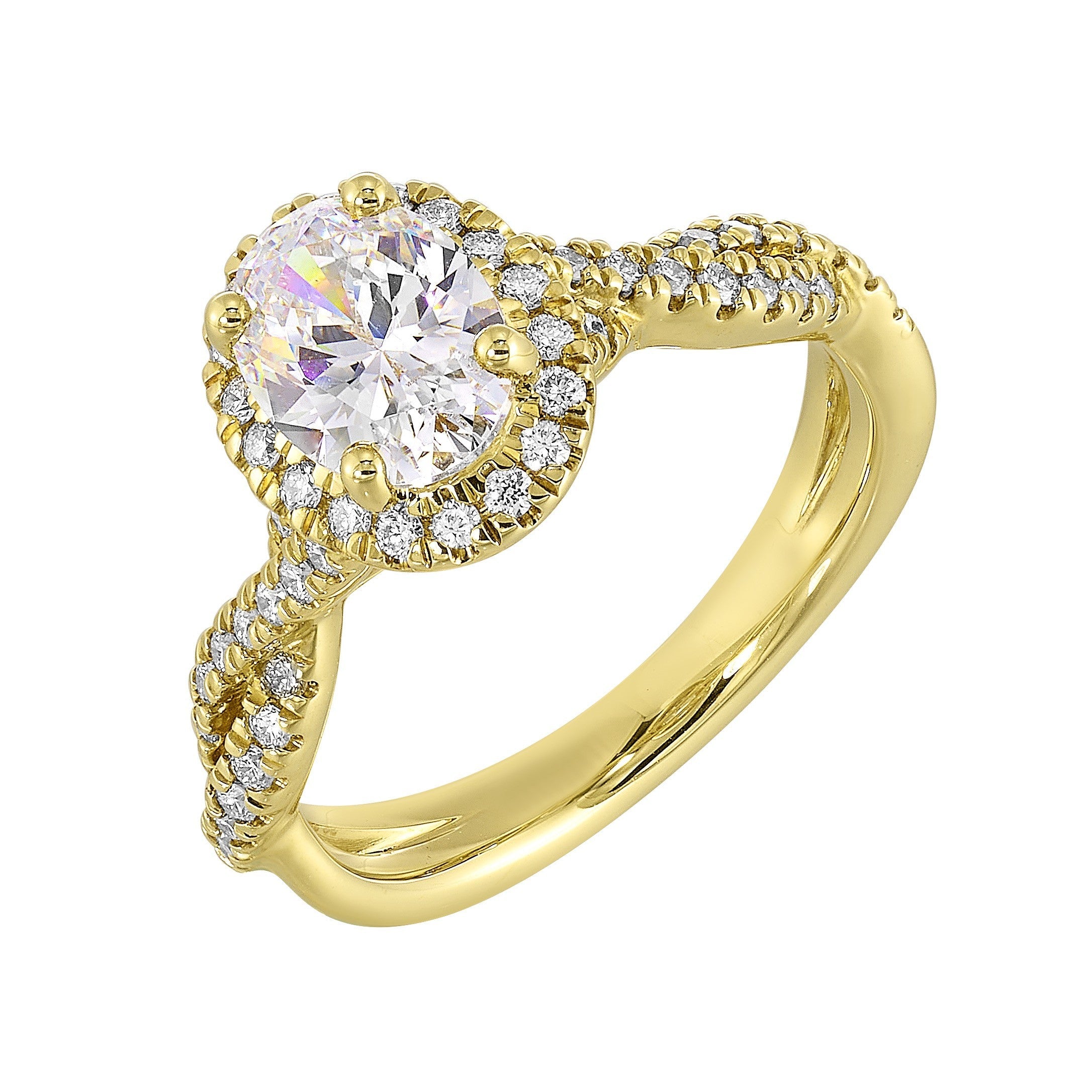 14Kt Yellow Semi Mount 3/8Ctw For 1Ct Oval Center