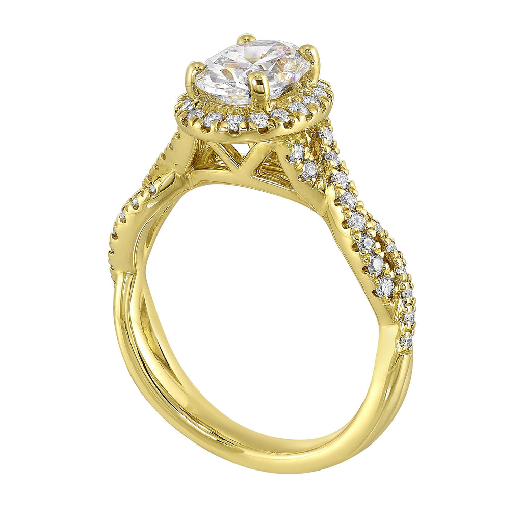 14Kt Yellow Semi Mount 3/8Ctw For 1Ct Oval Center