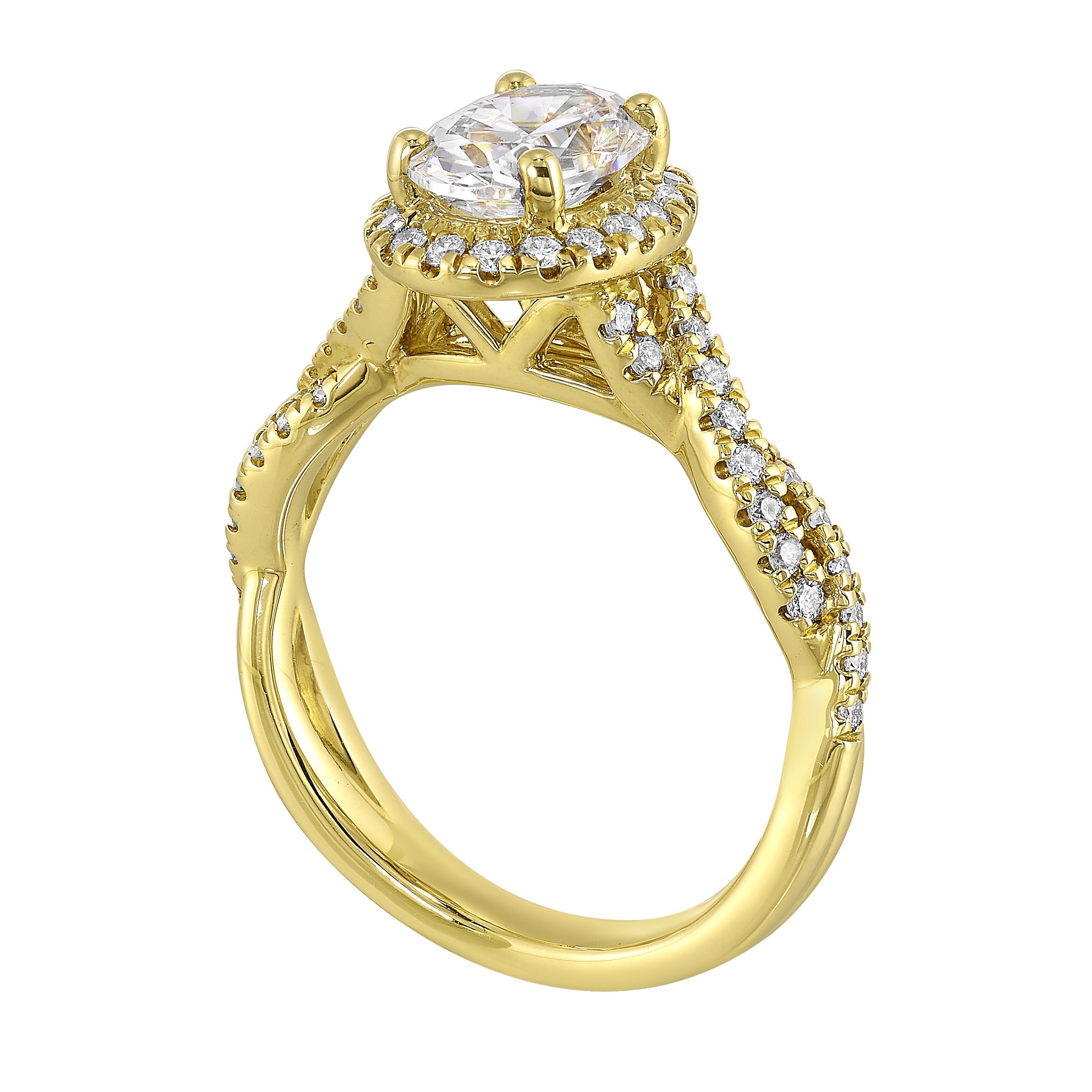 14Kt Yellow Semi Mount 3/8Ctw For 1Ct Oval Center