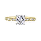 14Kt White Yellow Semi Mount 1/6Ctw For 1Ct Round Center