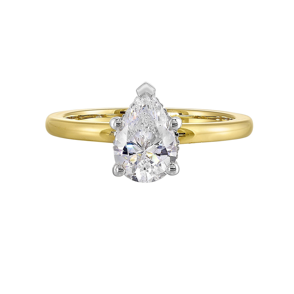 14Kt White Yellow Semi Mount 1/20Ctw For 1 1/2Ct Pear Center
