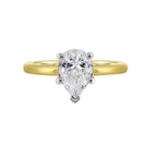14Kt White Yellow Semi Mount 1/20Ctw For 1 1/2Ct Pear Center