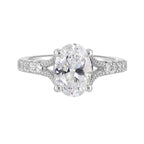 14Kt White Semi Mount 1/3Ctw For 2Ct Oval Center