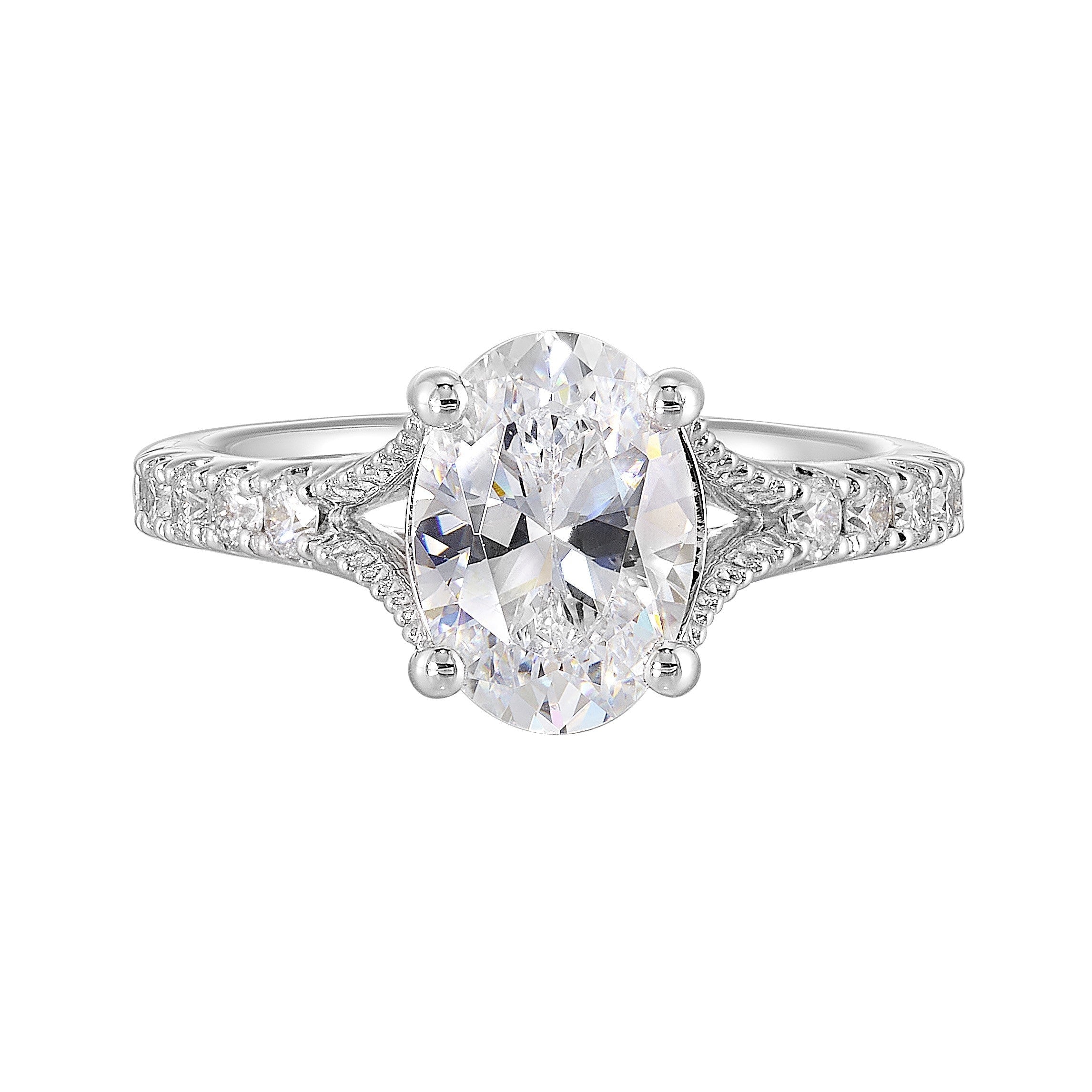 14Kt White Semi Mount 1/3Ctw For 2Ct Oval Center