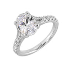 14Kt White Semi Mount 1/3Ctw For 2Ct Oval Center