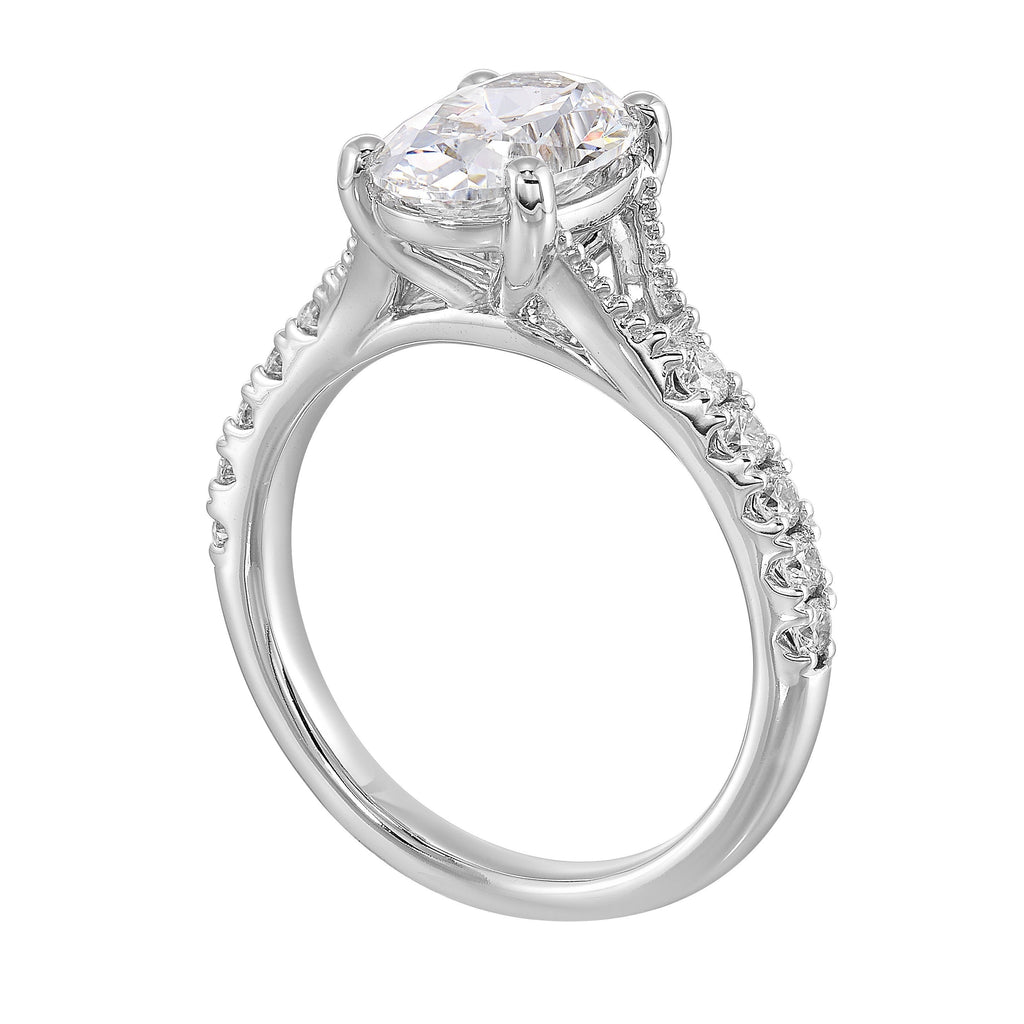 14Kt White Semi Mount 1/3Ctw For 2Ct Oval Center