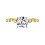 14Kt White Yellow Semi Mount 1/4Ctw For 1 1/2Ct Round Center