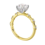 14Kt White Yellow Semi Mount 1/4Ctw For 1 1/2Ct Round Center