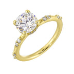 14Kt Yellow Semi Mount 1/6Ctw For 1 1/2Ct Round Center