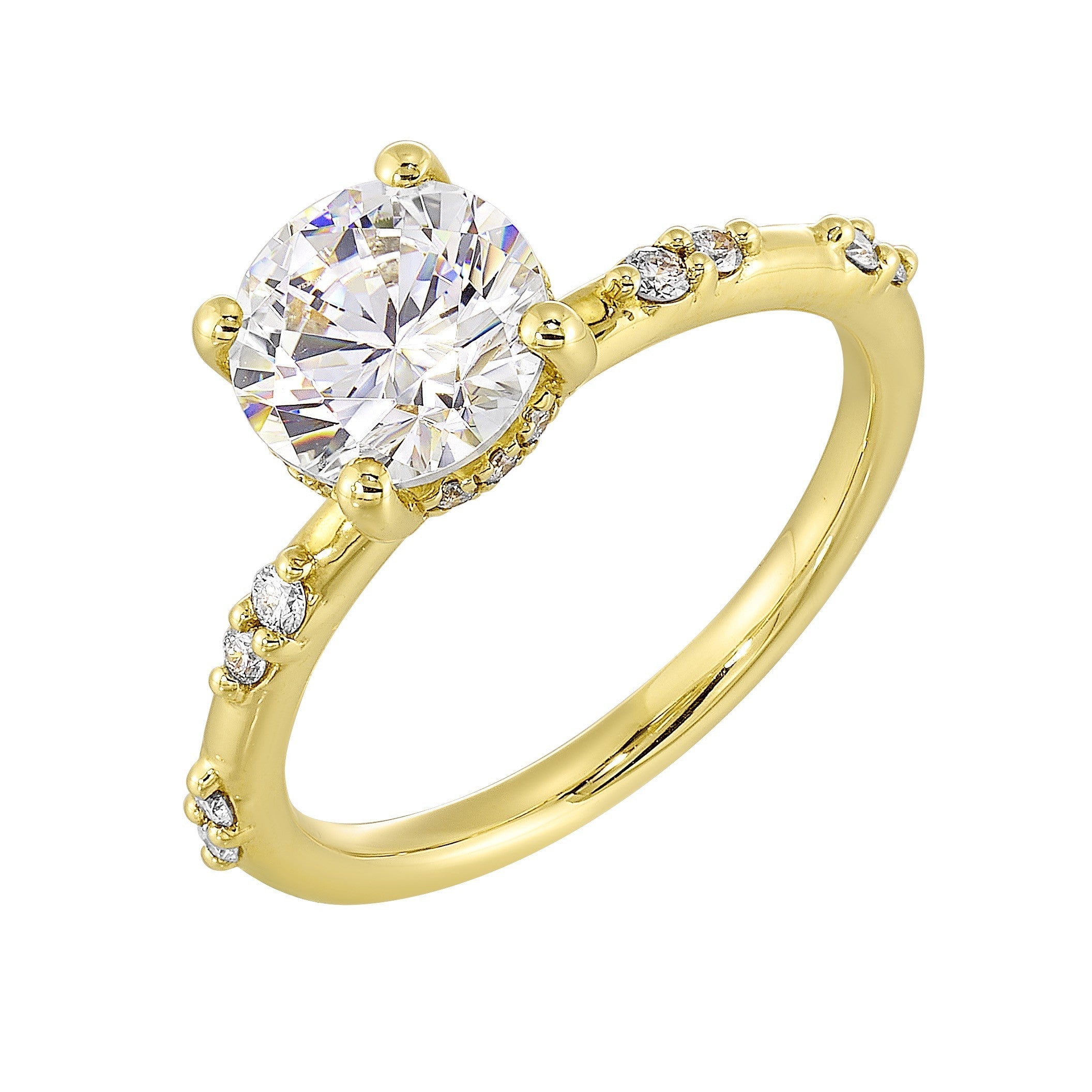 14Kt Yellow Semi Mount 1/6Ctw For 1 1/2Ct Round Center