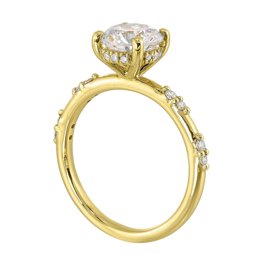 14Kt Yellow Semi Mount 1/6Ctw For 1 1/2Ct Round Center