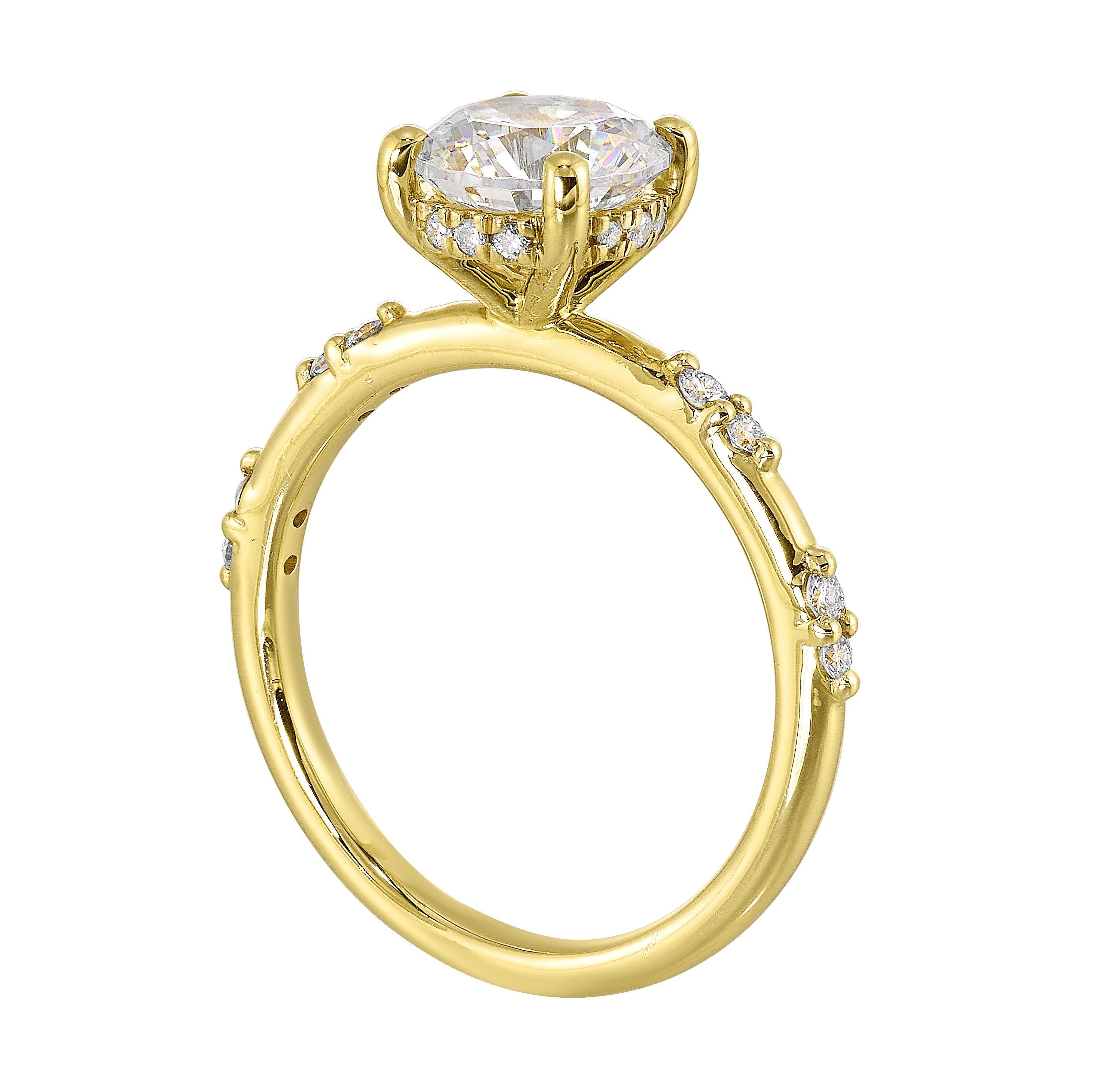 14Kt Yellow Semi Mount 1/6Ctw For 1 1/2Ct Round Center