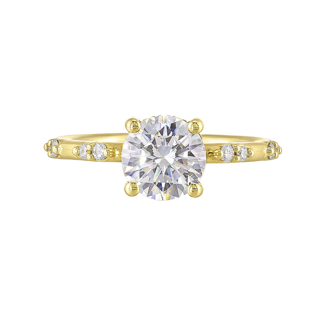 14Kt Yellow Semi Mount 1/6Ctw For 1 1/2Ct Round Center
