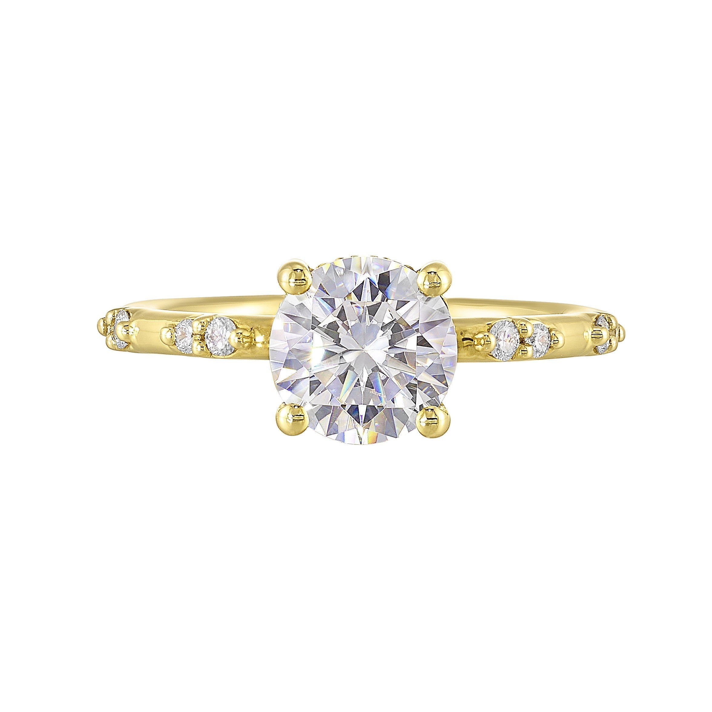 14Kt Yellow Semi Mount 1/6Ctw For 1 1/2Ct Round Center