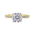 14Kt White Yellow Semi Mount 1/4Ctw For 2Ct Round Center