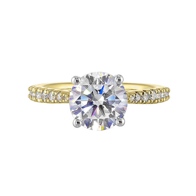 14Kt White Yellow Semi Mount 1/4Ctw For 2Ct Round Center