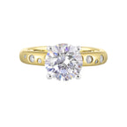 14Kt Whiite Yellow Semi Mount 1/10Ctw For 2Ct Round Center