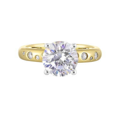 14Kt Whiite Yellow Semi Mount 1/10Ctw For 2Ct Round Center