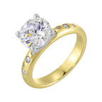 14Kt Whiite Yellow Semi Mount 1/10Ctw For 2Ct Round Center