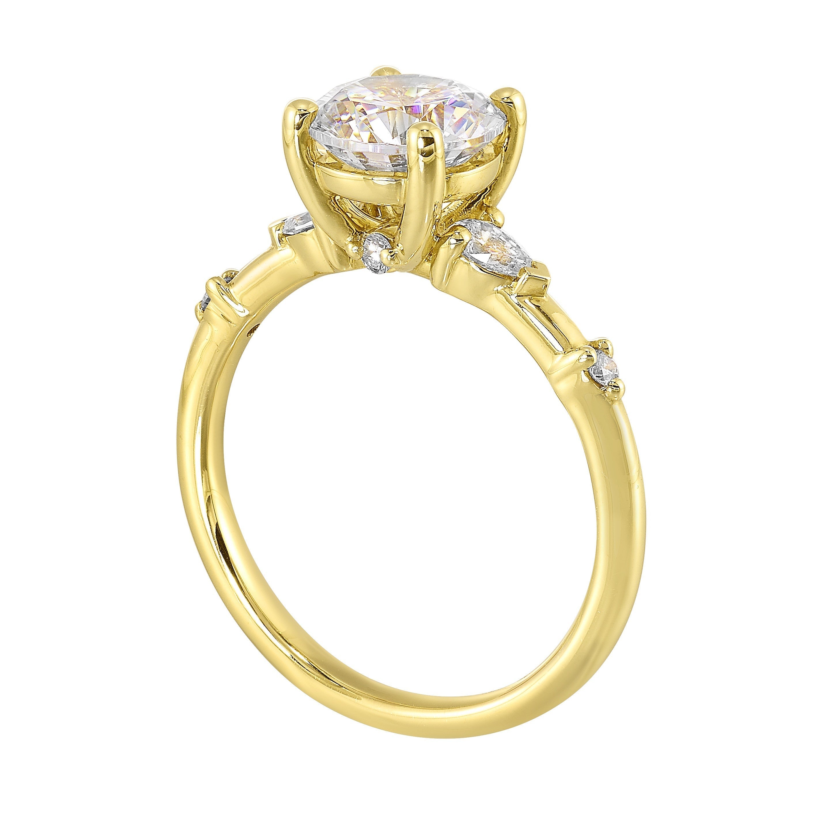 14Kt Yellow Semi Mount 1/5Ctw For 1 1/2Ct Round Center