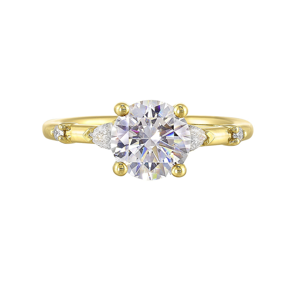 14Kt Yellow Semi Mount 1/5Ctw For 1 1/2Ct Round Center