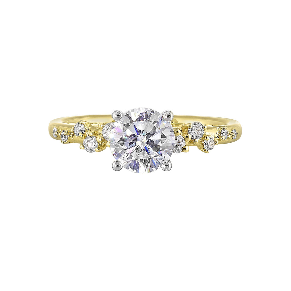 14Kt White Yellow Semi Mount 1/5Ctw For 1Ct Round Center