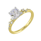 14Kt White Yellow Semi Mount 1/5Ctw For 1Ct Round Center