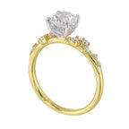 14Kt White Yellow Semi Mount 1/5Ctw For 1Ct Round Center