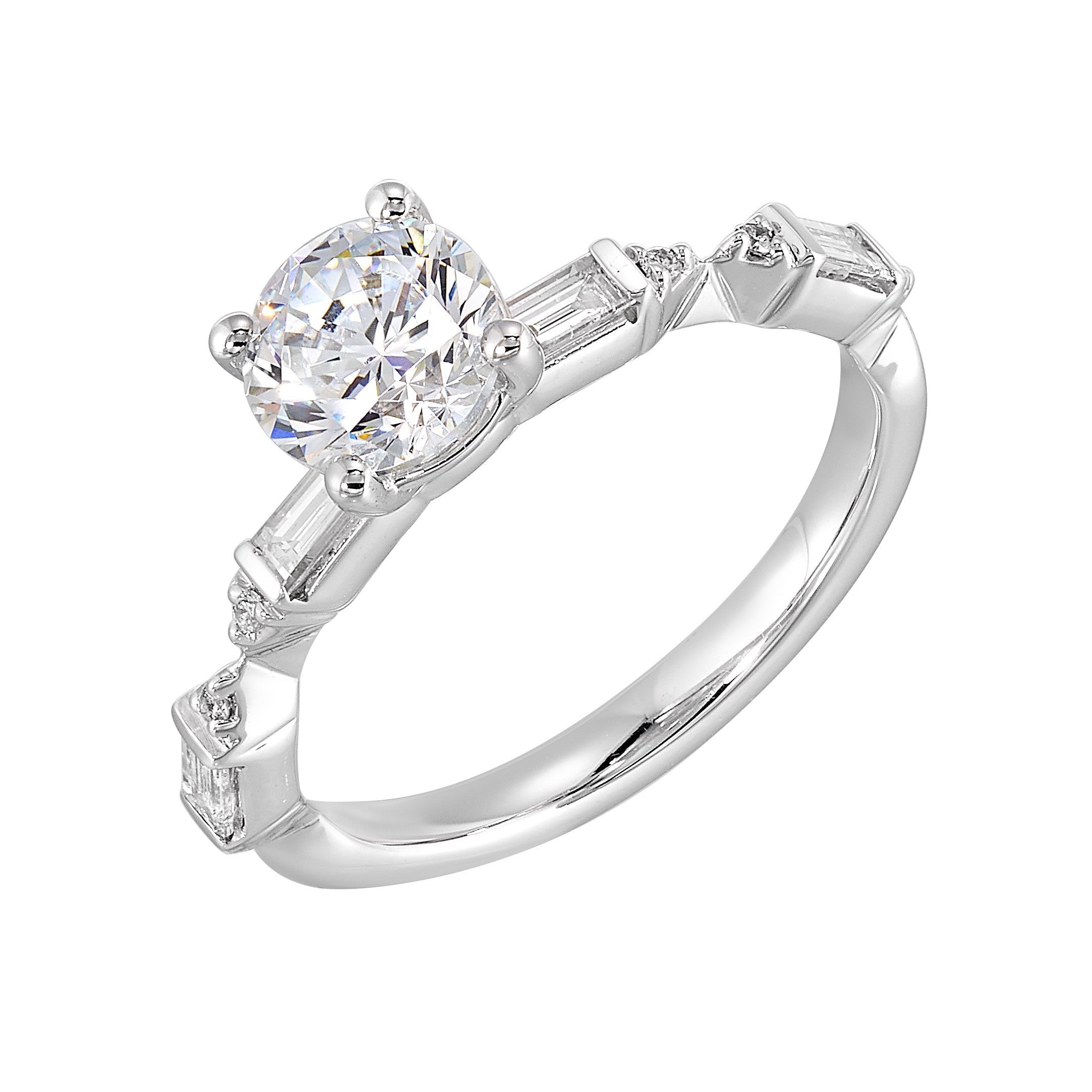 14Kt White Semi Mount 1/3Ctw For 1Ct Round Center