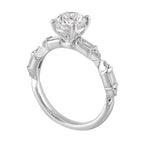 14Kt White Semi Mount 1/3Ctw For 1Ct Round Center