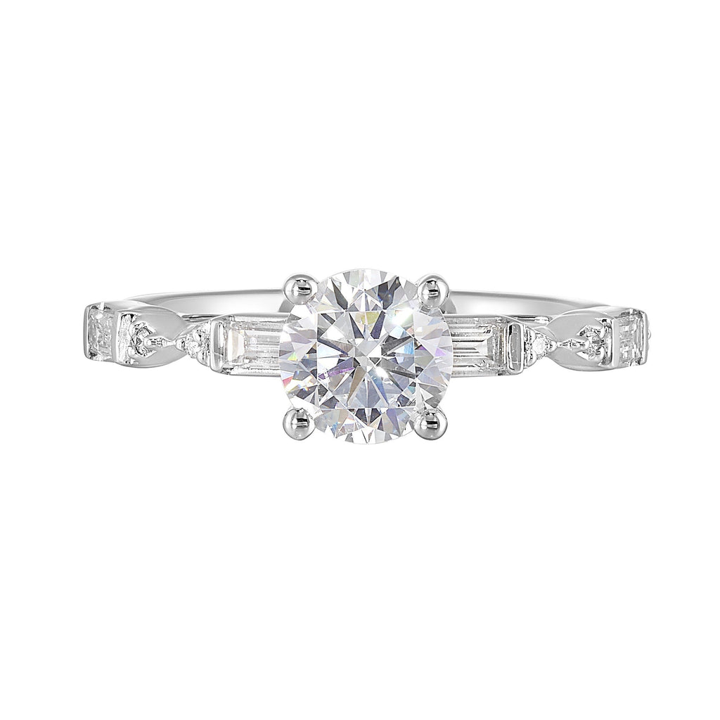 14Kt White Semi Mount 1/3Ctw For 1Ct Round Center