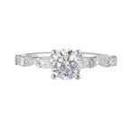 14Kt White Semi Mount 1/3Ctw For 1Ct Round Center