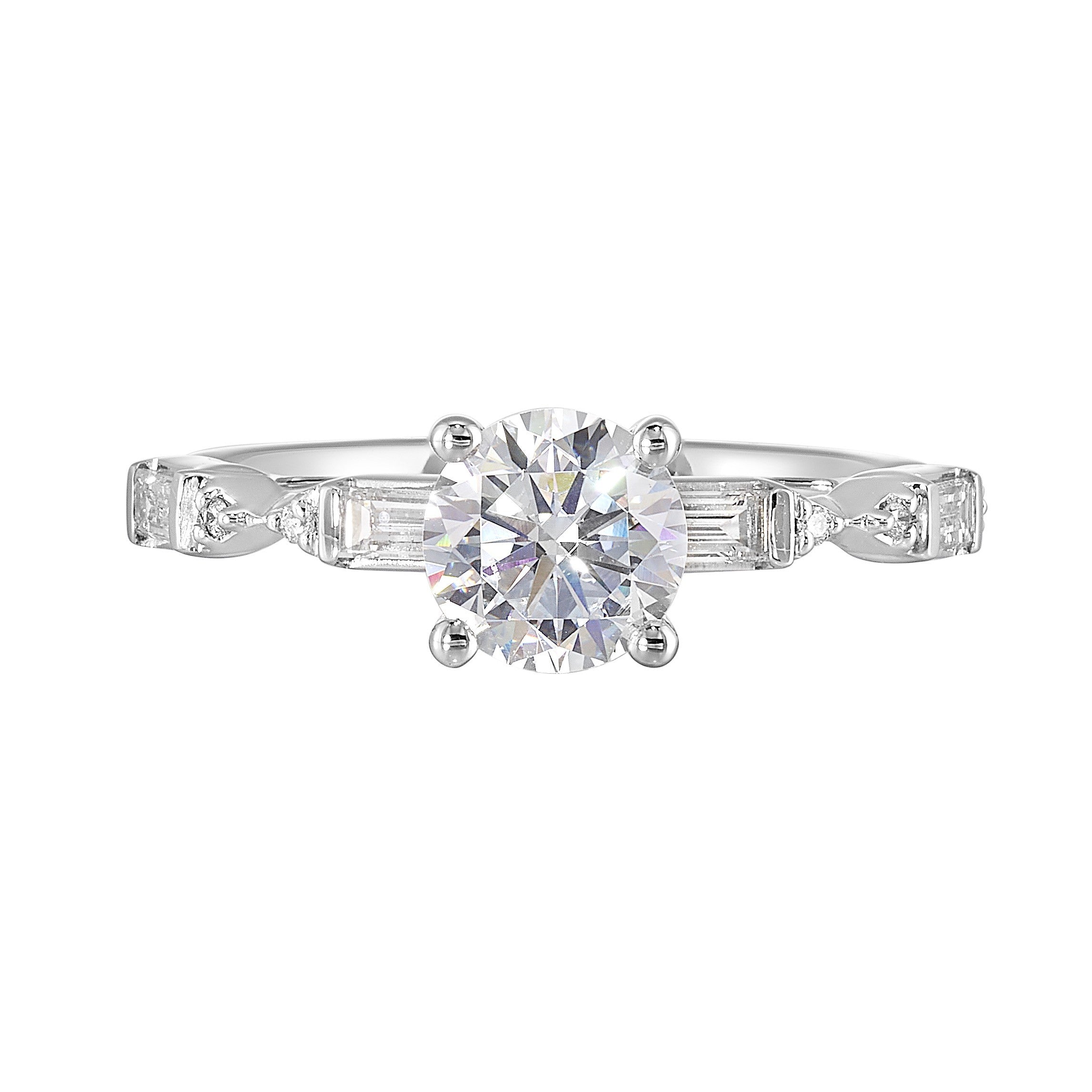 14Kt White Semi Mount 1/3Ctw For 1Ct Round Center