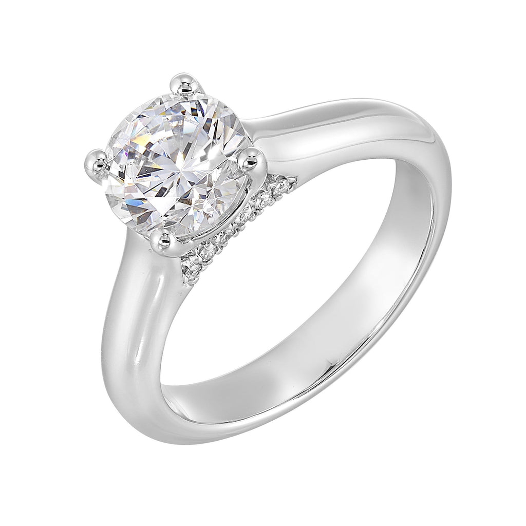 14Kt White Semi Mount 1/20Ctw For 1 1/2Ct Round Center