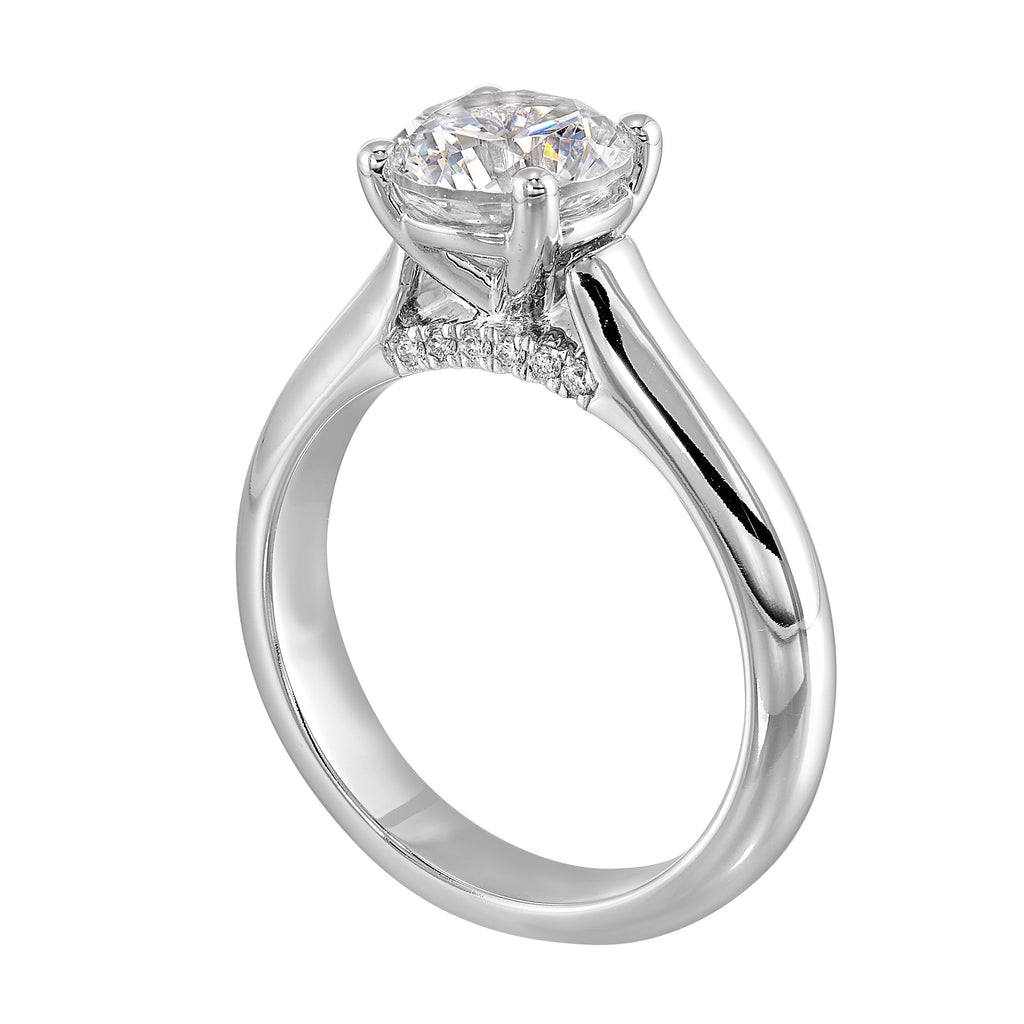 14Kt White Semi Mount 1/20Ctw For 1 1/2Ct Round Center