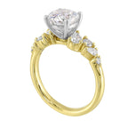 14Kt White Yellow Semi Mount 1/2Ctw For 1 1/2Ct Round Center