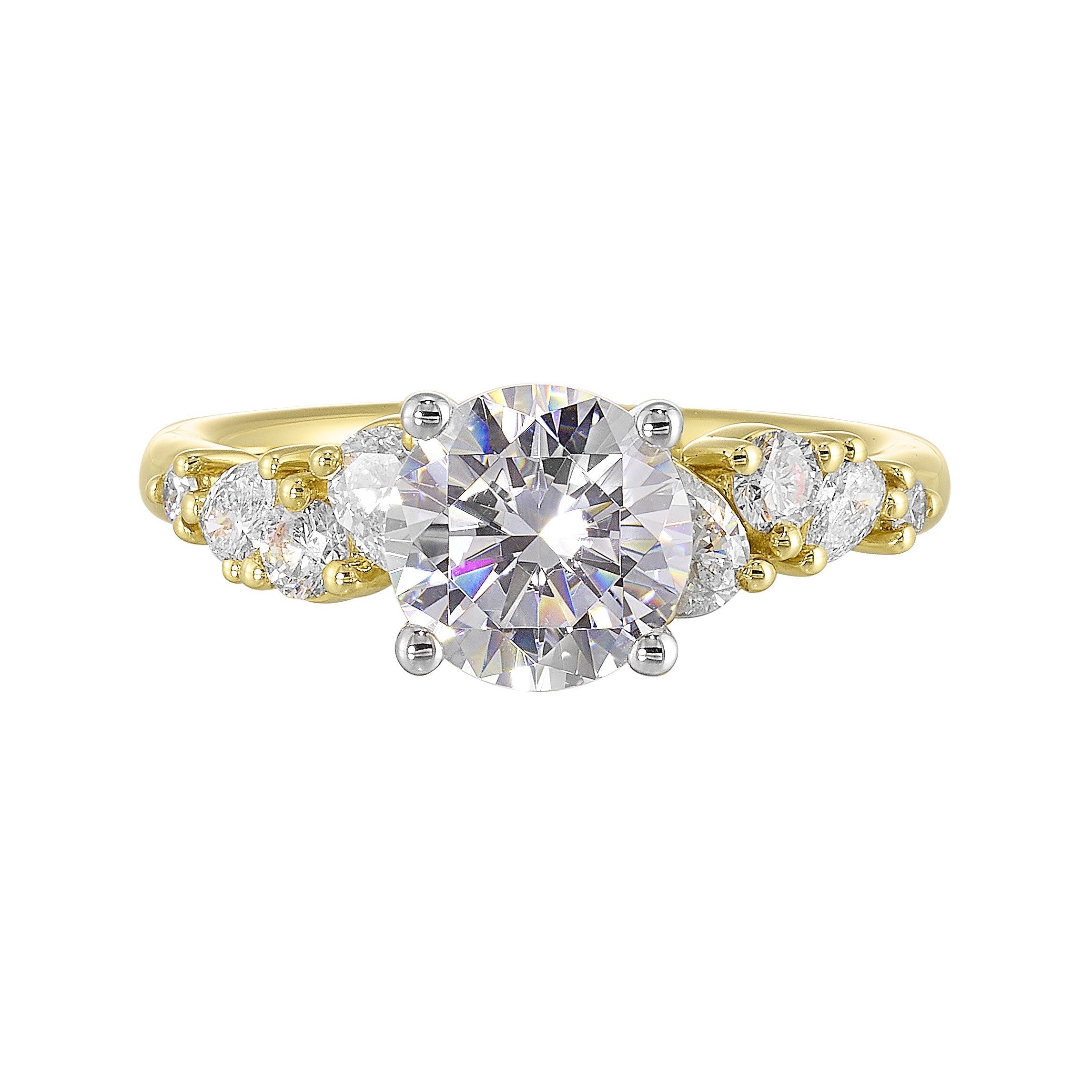 14Kt White Yellow Semi Mount 1/2Ctw For 1 1/2Ct Round Center
