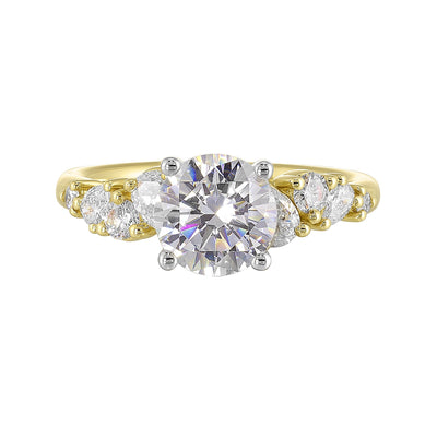 14Kt White Yellow Semi Mount 1/2Ctw For 1 1/2Ct Round Center