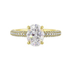 14Kt White Semi Mount 3/8Ctw For 2Ct Oval Center
