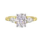 14Kt White Yellow Semi Mount 1/2Ctw For 2Ct Oval Center