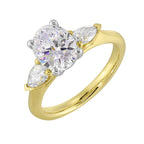 14Kt White Yellow Semi Mount 1/2Ctw For 2Ct Oval Center